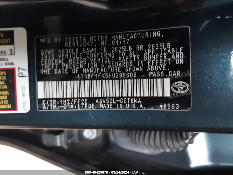 2017 TOYOTA CAMRY SE - 4T1BF1FK5HU385609 | SeoVin.biz