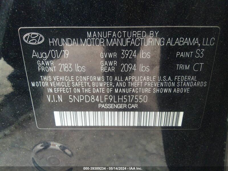 2020 HYUNDAI ELANTRA SEL - 5NPD84LF9LH517550 | SeoVin.biz