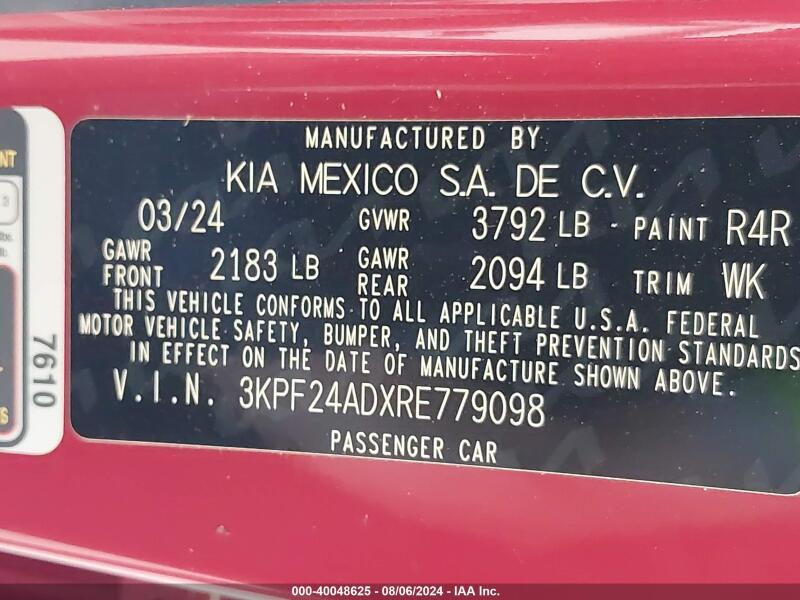 2024 KIA FORTE LXS - 3KPF24ADXRE779098 | SeoVin.biz