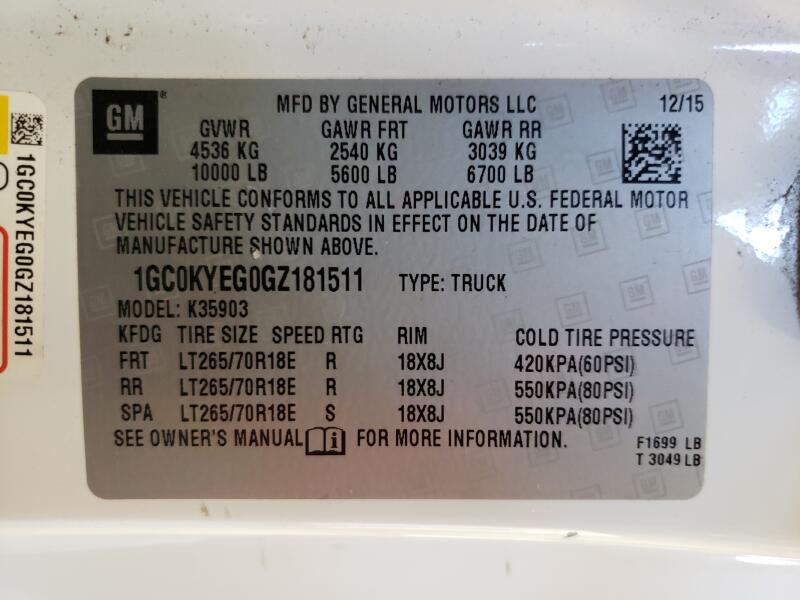 2016 CHEVROLET SILVERADO K3500 - 1GC0KYEG0GZ181511 | SeoVin.biz