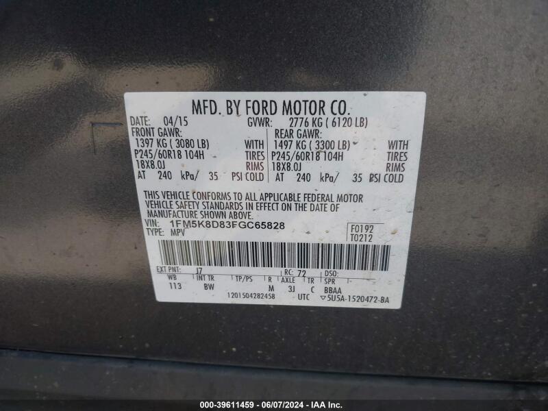 2015 FORD EXPLORER XLT - 1FM5K8D83FGC65828 | SeoVin.biz