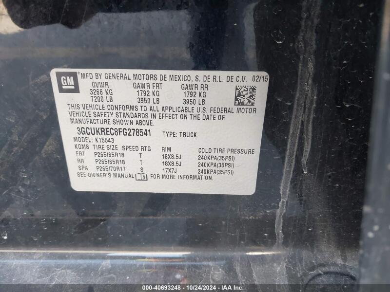 2015 CHEVROLET SILVERADO 1500 1LT - 3GCUKREC8FG278541 | SeoVin.biz