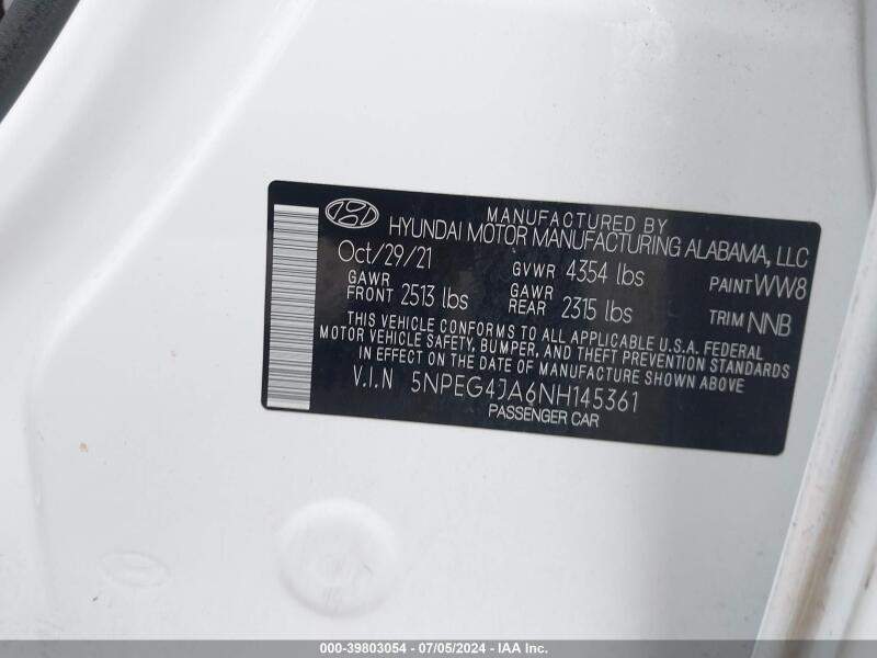 2022 HYUNDAI SONATA SE - 5NPEG4JA6NH145361 | SeoVin.biz