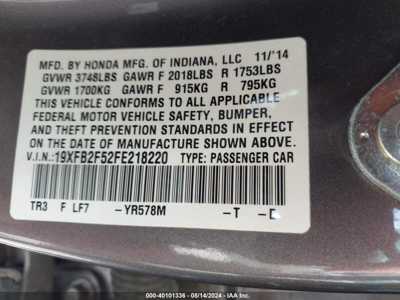 2015 HONDA CIVIC LX - 19XFB2F52FE218220 | SeoVin.biz