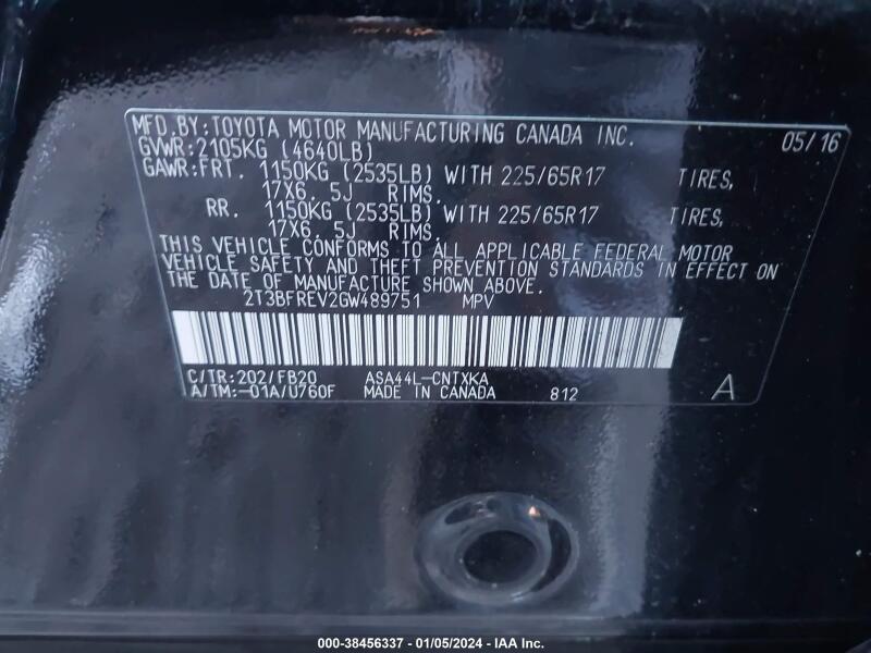 2016 TOYOTA RAV4 LE - 2T3BFREV2GW489751 | SeoVin.biz