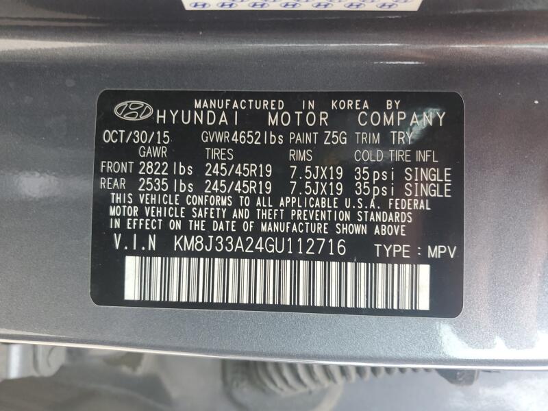 2016 HYUNDAI TUCSON LIMITED - KM8J33A24GU112716 | SeoVin.biz