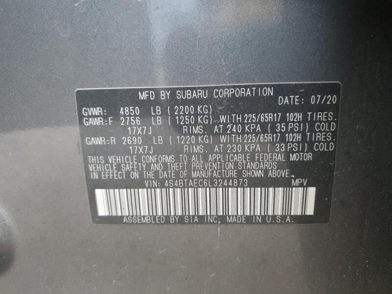 2020 SUBARU OUTBACK PREMIUM - 4S4BTAEC6L3244873 | SeoVin.biz