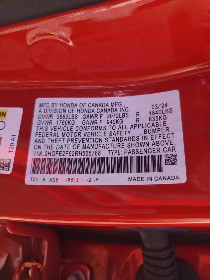 2024 HONDA CIVIC SPORT - 2HGFE2F52RH565788 | SeoVin.biz