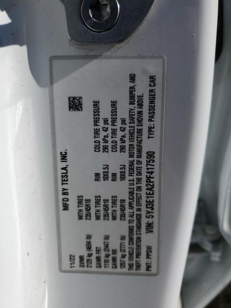 2023 TESLA MODEL 3 - 5YJ3E1EA2PF417590 | SeoVin.biz