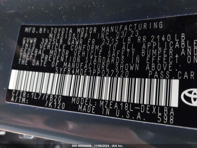 2023 TOYOTA COROLLA LE - 5YFB4MDE1PP027220 | SeoVin.biz