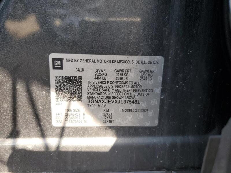 2018 CHEVROLET EQUINOX LT - 3GNAXJEVXJL375481 | SeoVin.biz