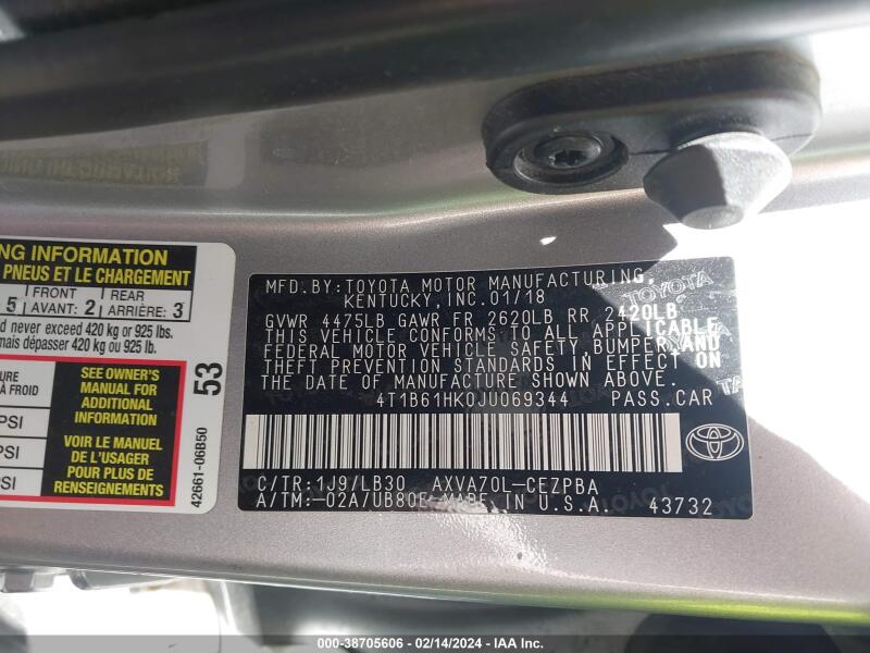 2018 TOYOTA CAMRY XSE - 4T1B61HK0JU069344 | SeoVin.biz