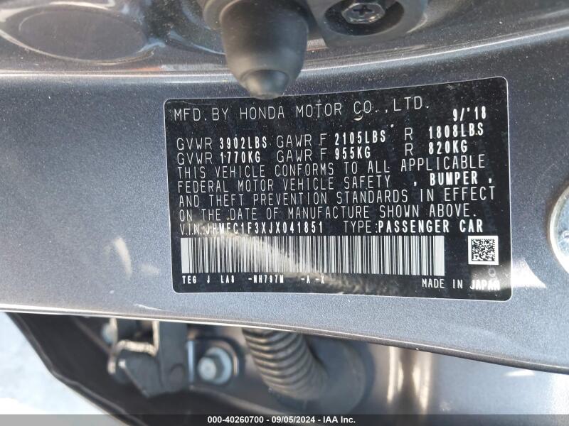 2018 HONDA CIVIC EX-T - JHMFC1F3XJX041851 | SeoVin.biz