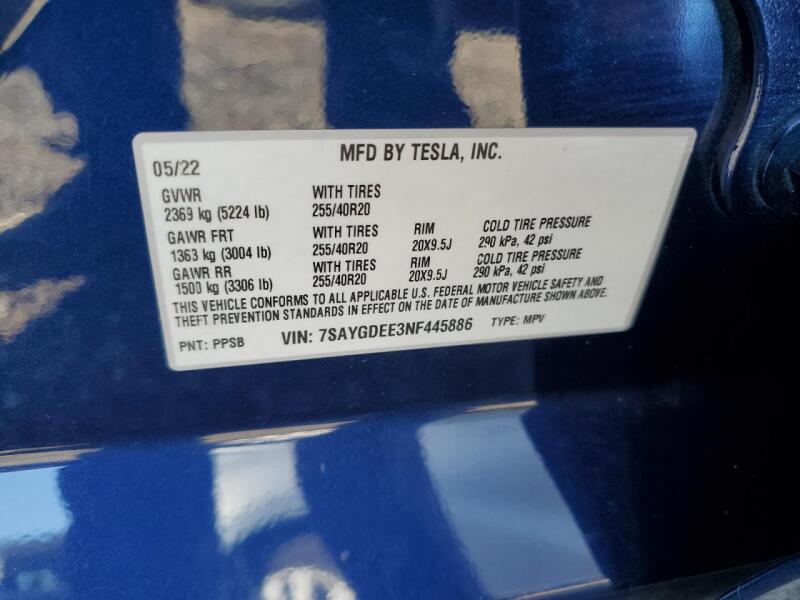 2022 TESLA MODEL Y - 7SAYGDEE3NF445886 | SeoVin.biz