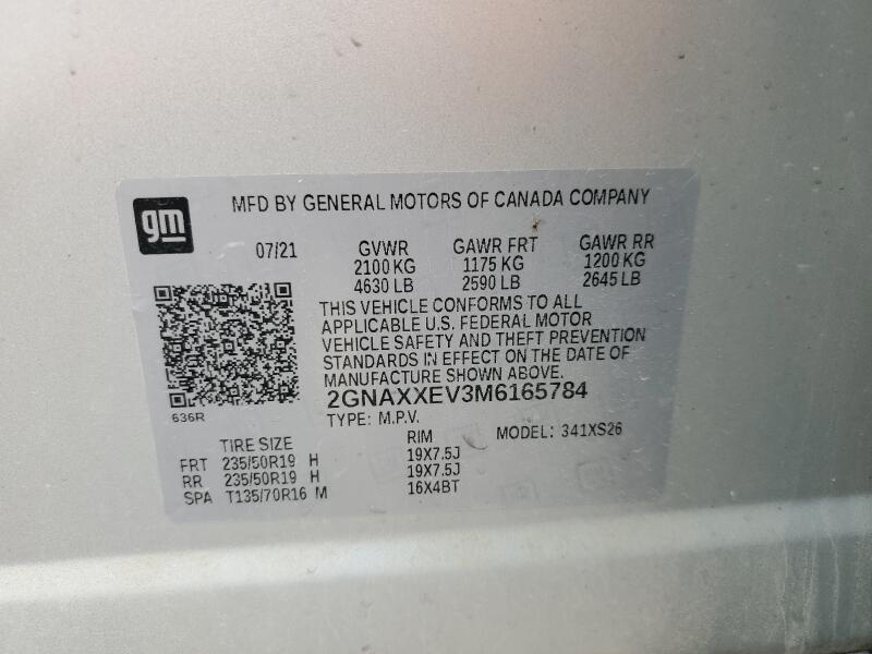 2021 CHEVROLET EQUINOX PREMIER - 2GNAXXEV3M6165784 | SeoVin.biz