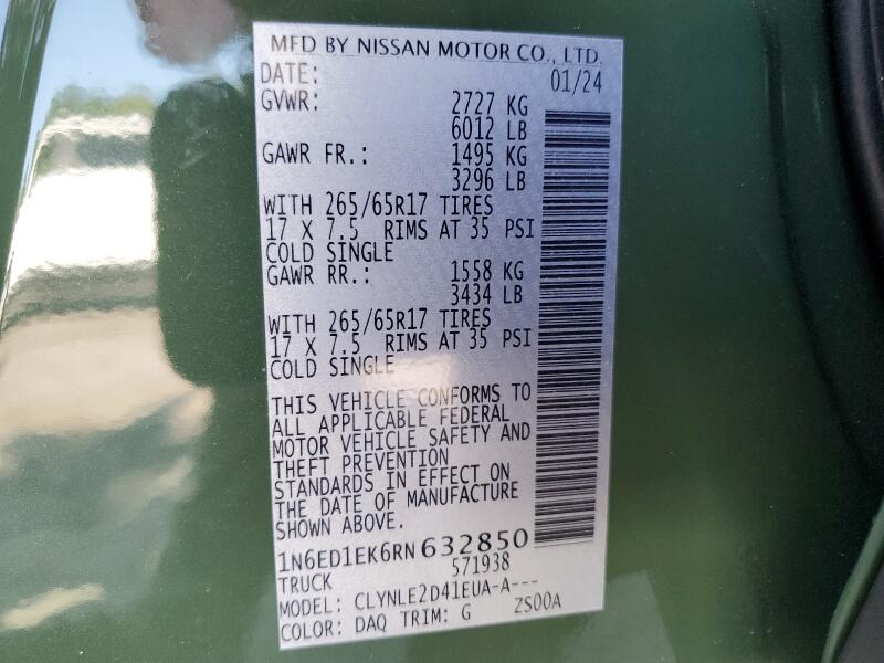 2024 NISSAN FRONTIER S - 1N6ED1EK6RN632850 | SeoVin.biz