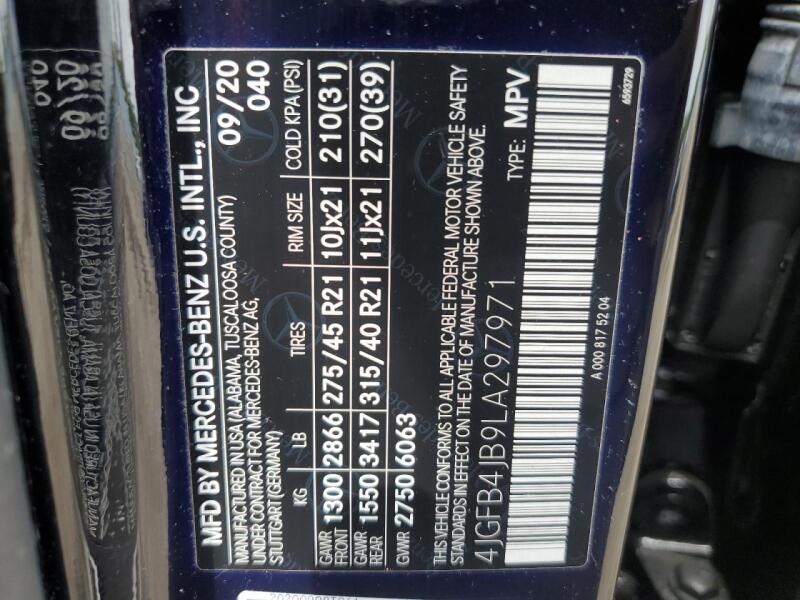 2020 MERCEDES-BENZ GLE 350 - 4JGFB4JB9LA297971 | SeoVin.biz