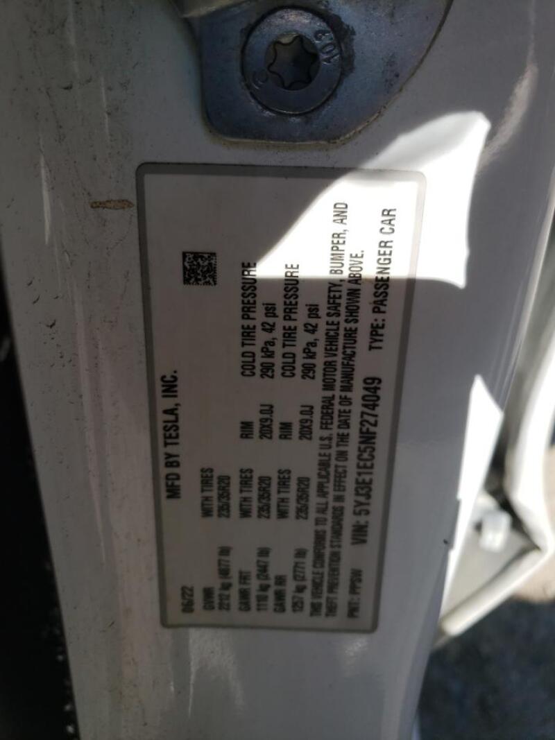 2022 TESLA MODEL 3 - 5YJ3E1EC5NF274049 | SeoVin.biz