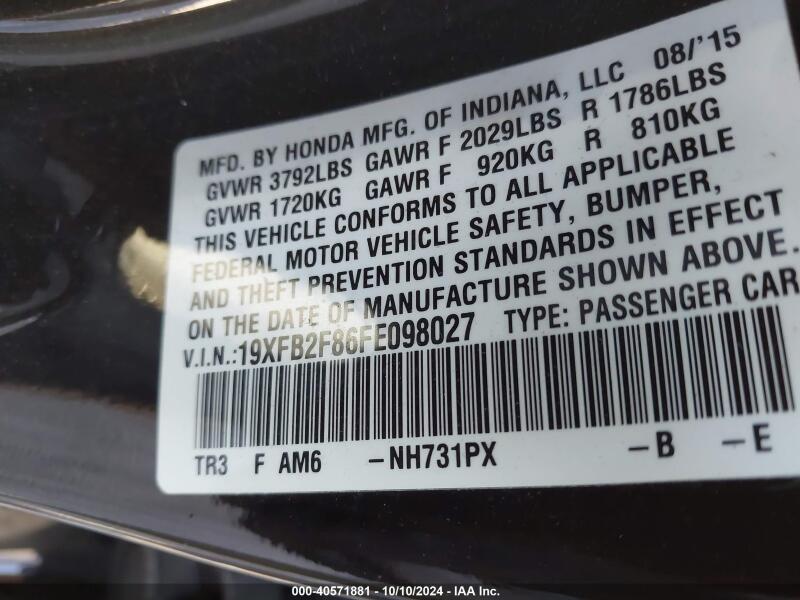 2015 HONDA CIVIC EX - 19XFB2F86FE098027 | SeoVin.biz