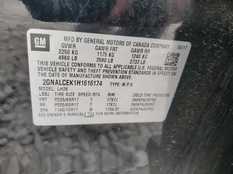 2017 CHEVROLET EQUINOX LT - 2GNALCEK1H1616174 | SeoVin.biz