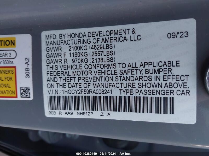 2024 HONDA ACCORD HYBRID SPORT - 1HGCY2F59RA008241 | SeoVin.biz