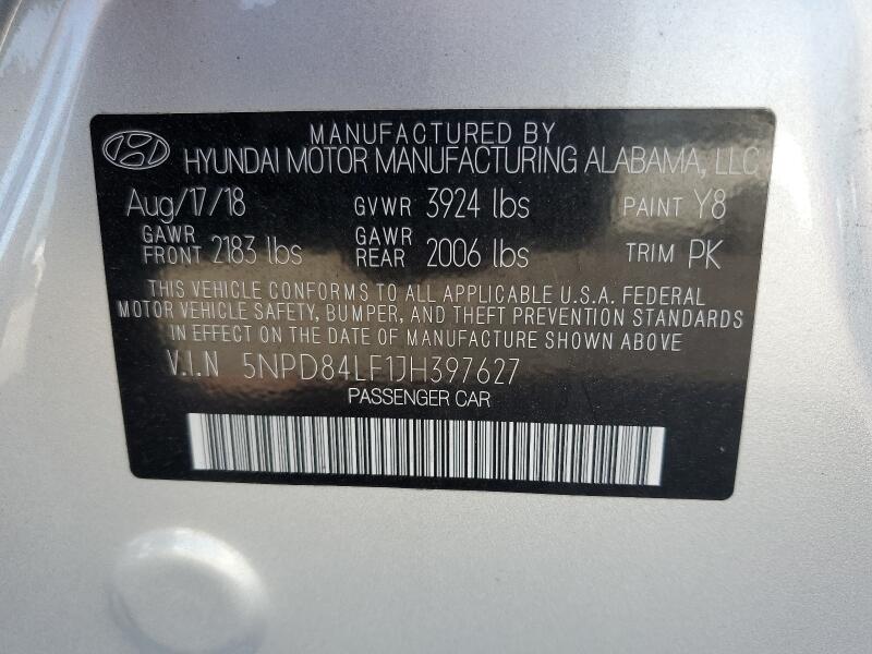 2018 HYUNDAI ELANTRA SEL - 5NPD84LF1JH397627 | SeoVin.biz