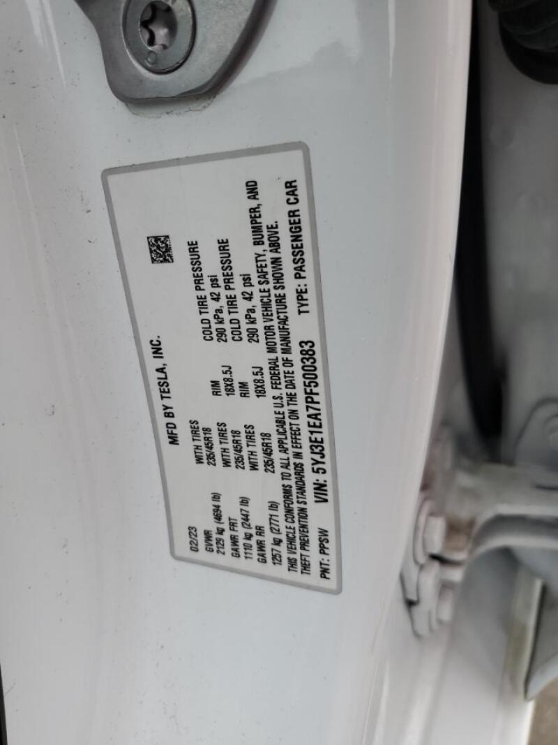 2023 TESLA MODEL 3 - 5YJ3E1EA7PF500383 | SeoVin.biz