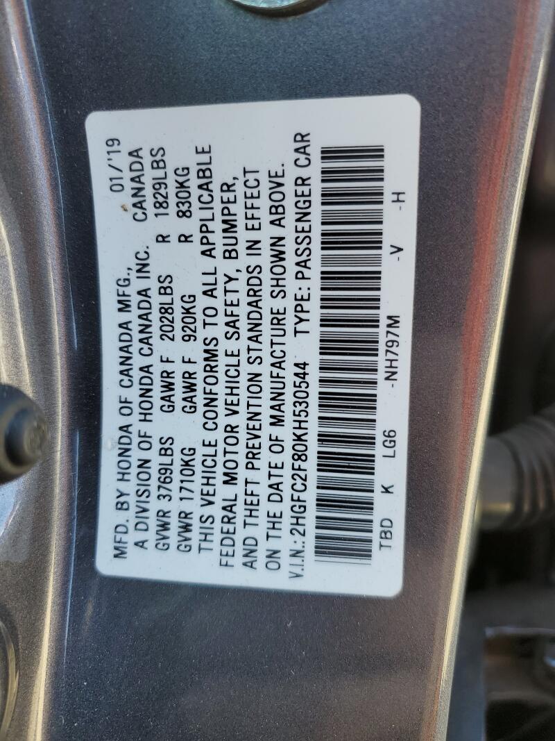 2019 HONDA CIVIC SPORT - 2HGFC2F80KH530544 | SeoVin.biz