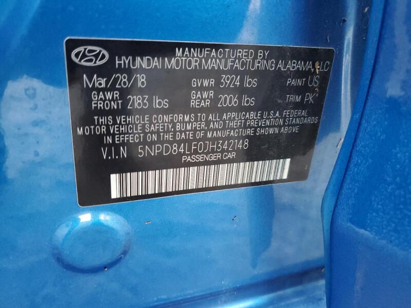 2018 HYUNDAI ELANTRA SEL - 5NPD84LF0JH342148 | SeoVin.biz