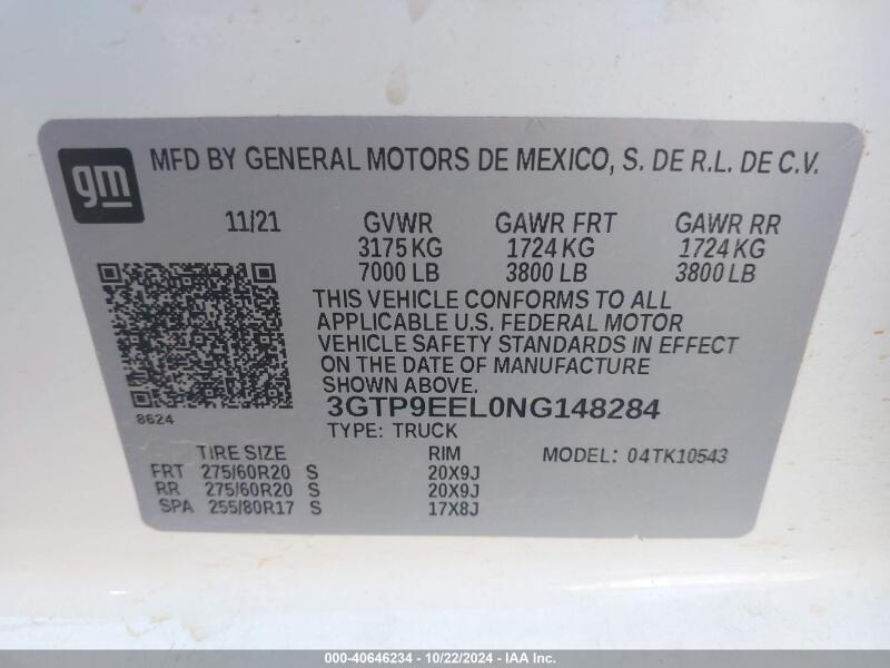 2022 GMC SIERRA 1500 LIMITED 4WD SHORT BOX AT4 - 3GTP9EEL0NG148284 | SeoVin.biz