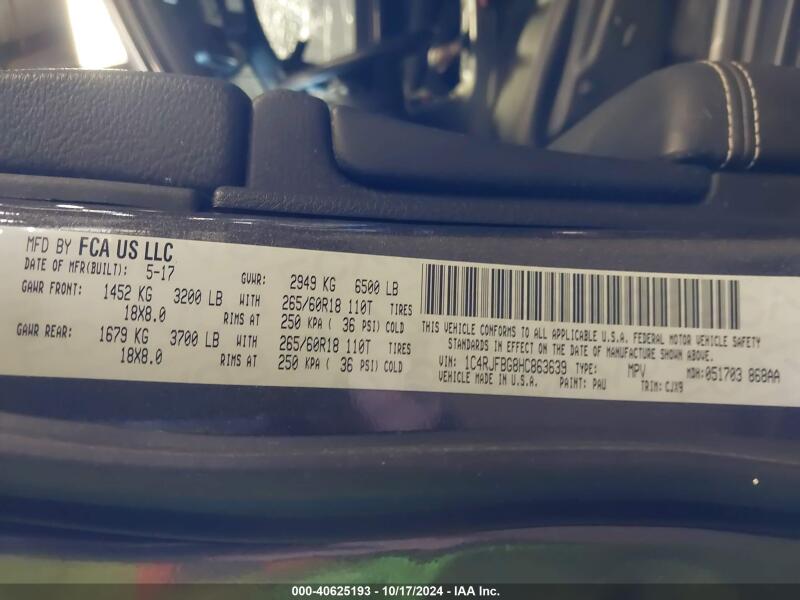 2017 JEEP GRAND CHEROKEE LIMITED 4X4 - 1C4RJFBG8HC863639 | SeoVin.biz