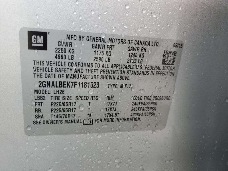 2015 CHEVROLET EQUINOX LT - 2GNALBEK7F1181023 | SeoVin.biz