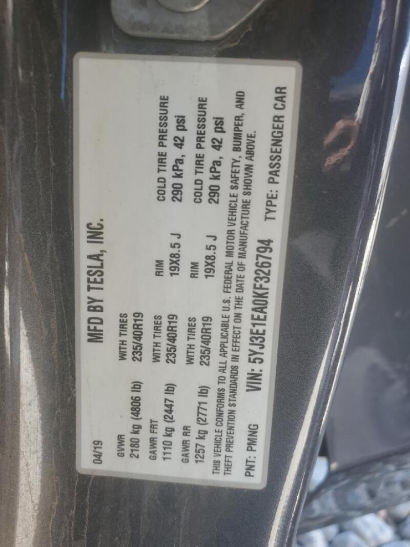 2019 TESLA MODEL 3 - 5YJ3E1EA0KF326794 | SeoVin.biz