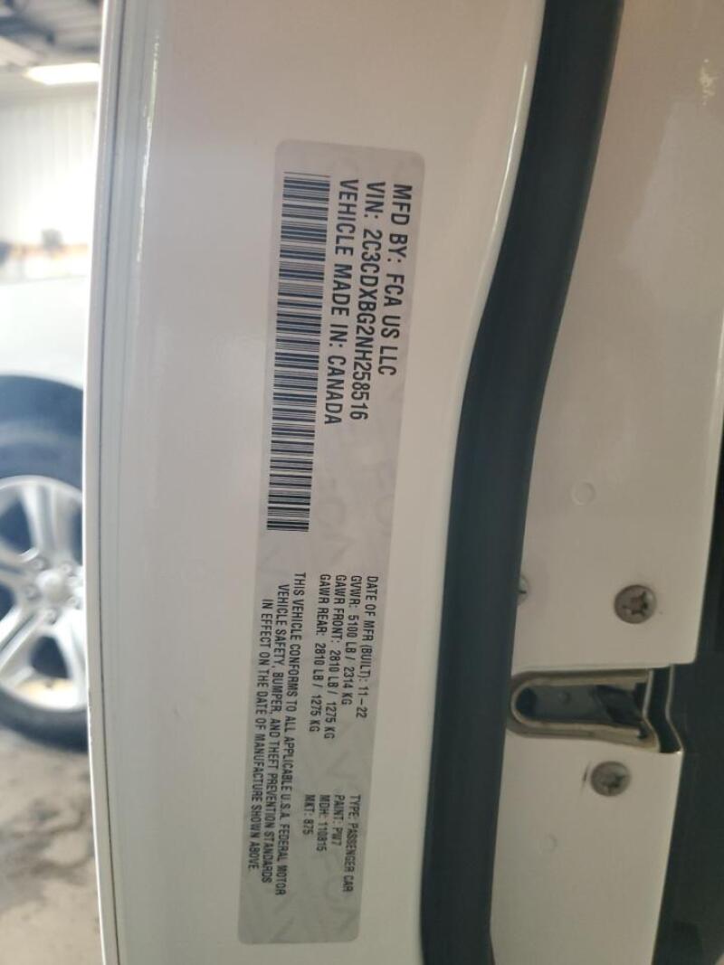2022 DODGE CHARGER SXT - 2C3CDXBG2NH258516 | SeoVin.biz