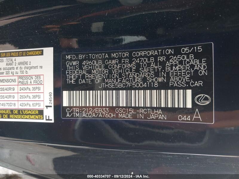 2015 LEXUS RC 350 - JTHSE5BC7F5004118 | SeoVin.biz