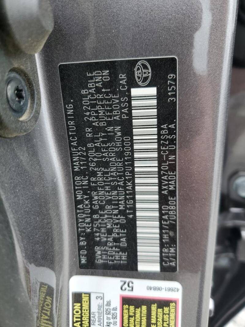 2023 TOYOTA CAMRY SE NIGHT SHADE - 4T1G11AK1PU119000 | SeoVin.biz