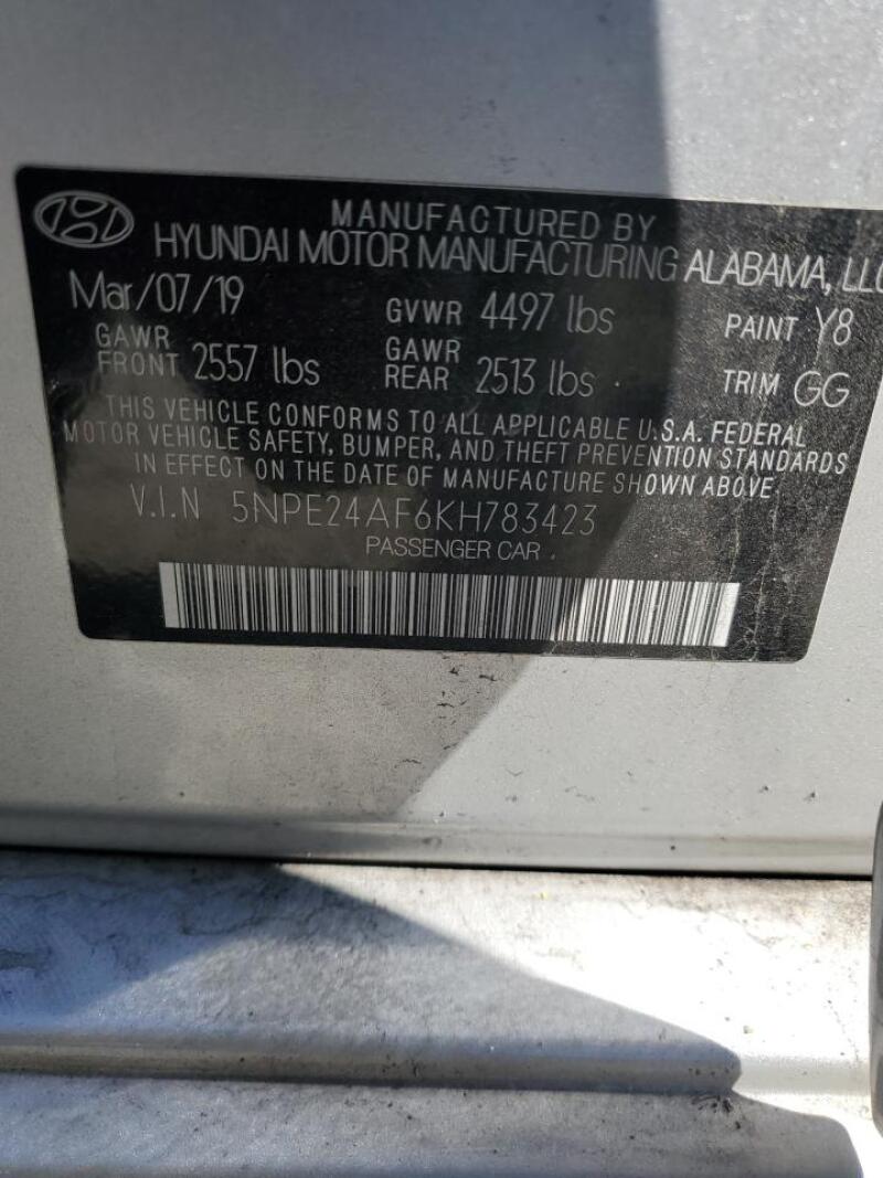 2019 HYUNDAI SONATA SE - 5NPE24AF6KH783423 | SeoVin.biz