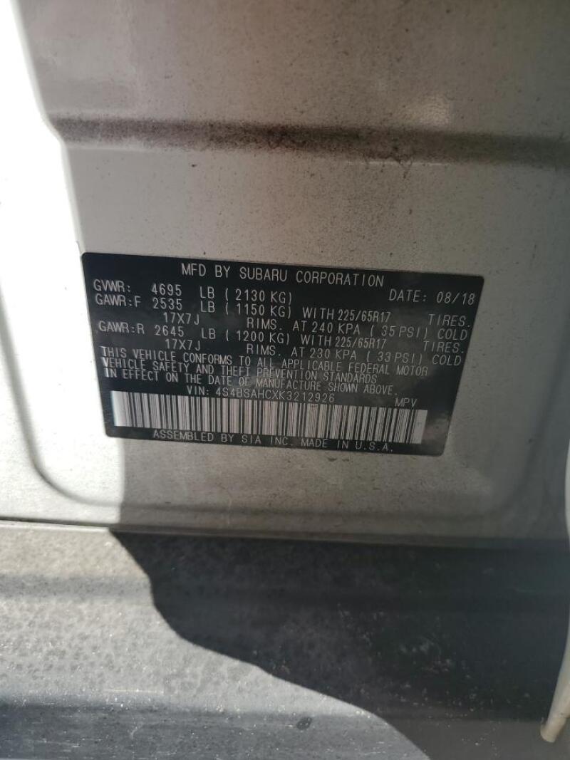 2019 SUBARU OUTBACK 2.5I PREMIUM - 4S4BSAHCXK3212926 | SeoVin.biz