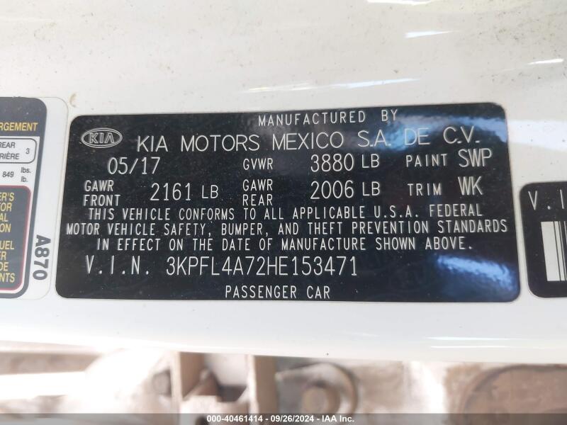2017 KIA FORTE LX - 3KPFL4A72HE153471 | SeoVin.biz