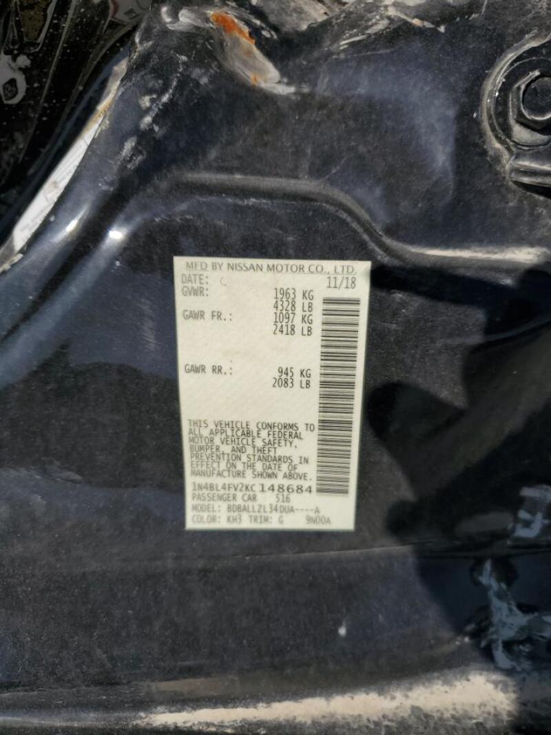 2019 NISSAN ALTIMA PLATINUM - 1N4BL4FV2KC148684 | SeoVin.biz