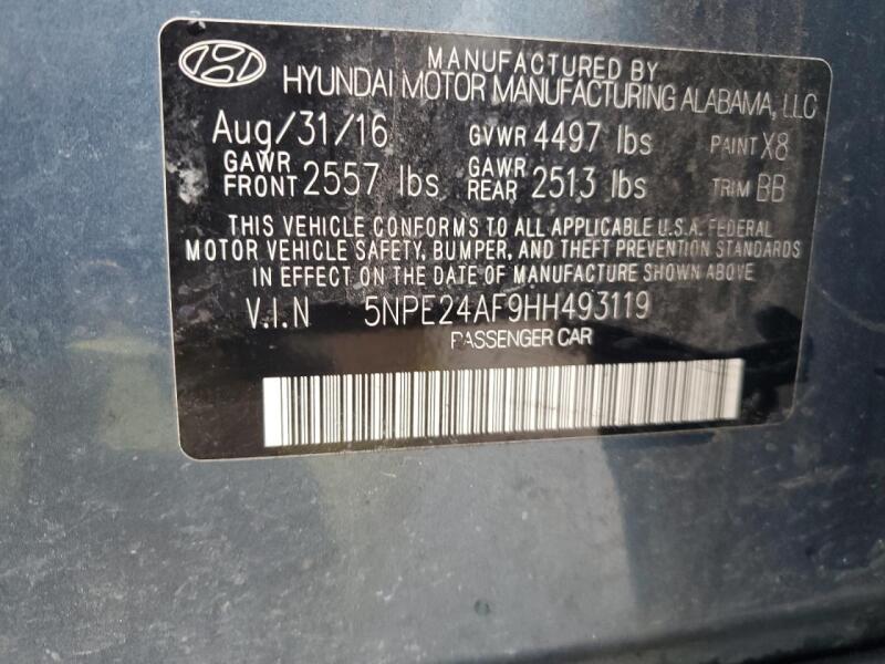 2017 HYUNDAI SONATA SE - 5NPE24AF9HH493119 | SeoVin.biz
