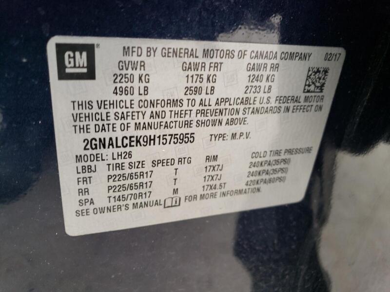 2017 CHEVROLET EQUINOX LT - 2GNALCEK9H1575955 | SeoVin.biz