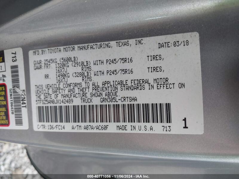2018 TOYOTA TACOMA SR5 V6 - 5TFSZ5AN0JX142489 | SeoVin.biz