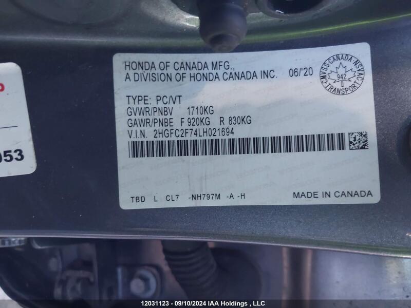 2020 HONDA CIVIC - 2HGFC2F74LH021694 | SeoVin.biz