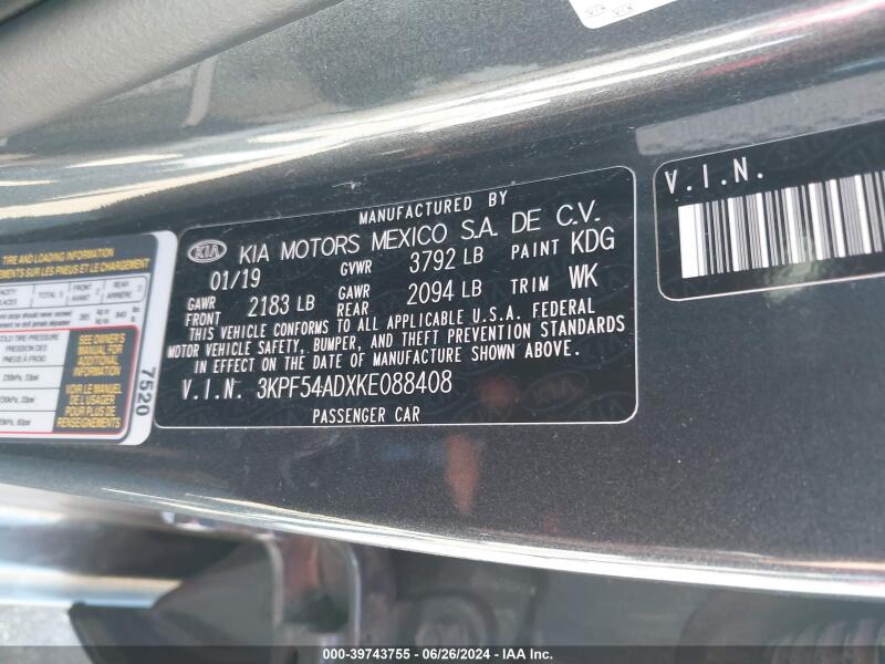 2019 KIA FORTE EX - 3KPF54ADXKE088408 | SeoVin.biz