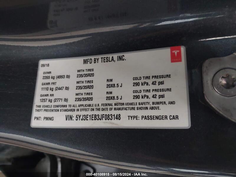 2018 TESLA MODEL 3 LONG RANGE/PERFORMANCE - 5YJ3E1EB3JF083148 | SeoVin.biz