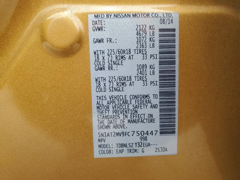 2015 NISSAN ROGUE S - 5N1AT2MV9FC750447 | SeoVin.biz