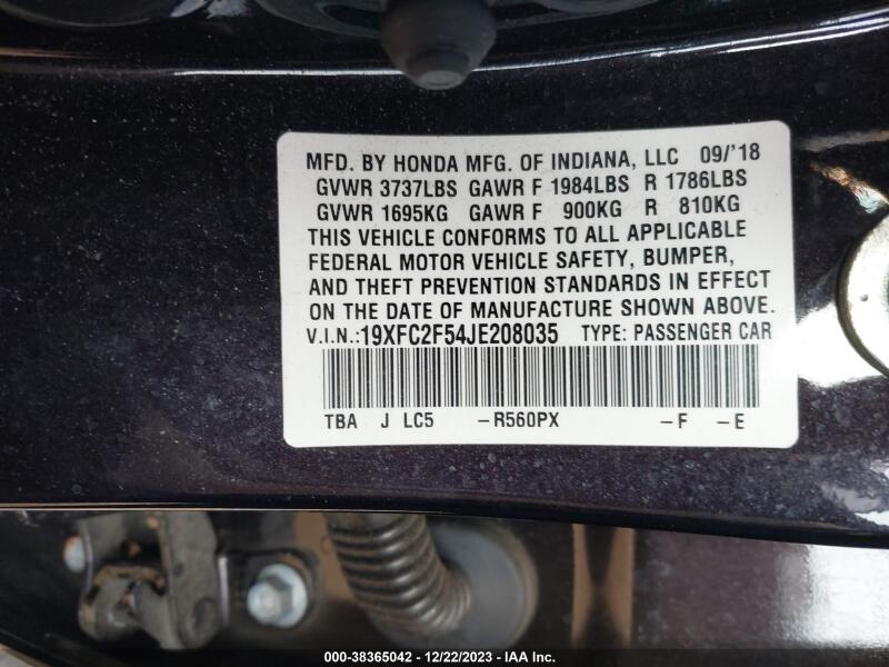2018 HONDA CIVIC LX - 19XFC2F54JE208035 | SeoVin.biz