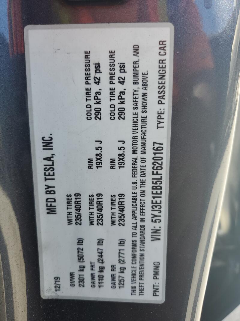 2020 TESLA MODEL 3 - 5YJ3E1EB5LF620167 | SeoVin.biz