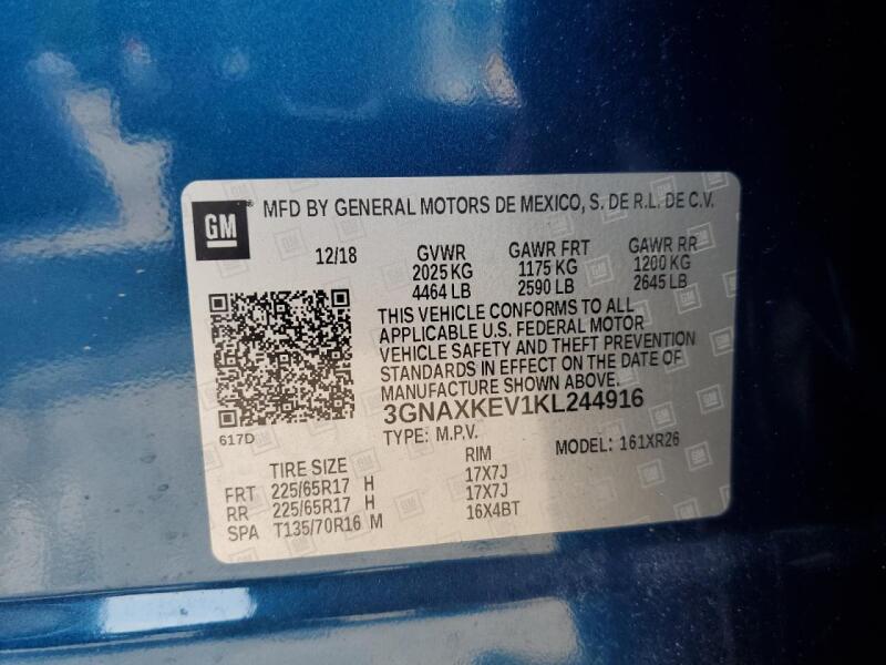 2019 CHEVROLET EQUINOX LT - 3GNAXKEV1KL244916 | SeoVin.biz